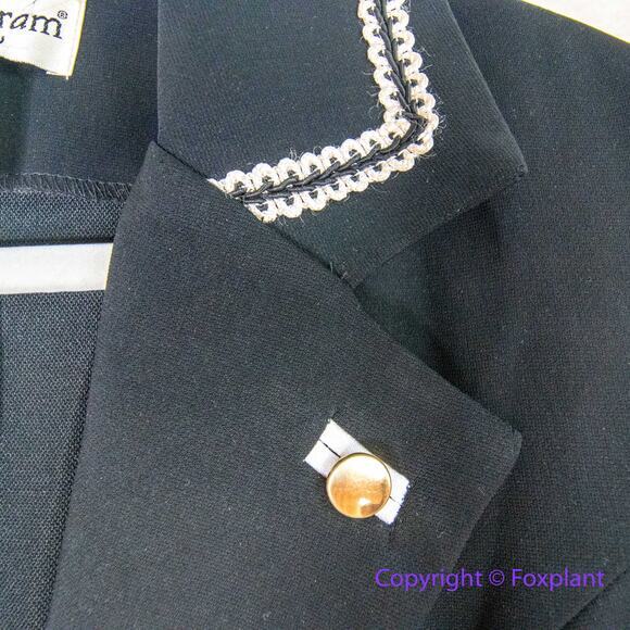 Vintage Lew Magram Collection Blazer Sz 10 Black Gold Buttons Chain Military - Picture 5 of 12